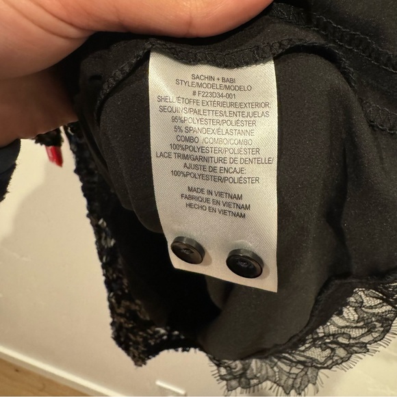 Sachin and Babi Black Cameron Sequin Mini Dress: Long Sleeve - Picture 12 of 15